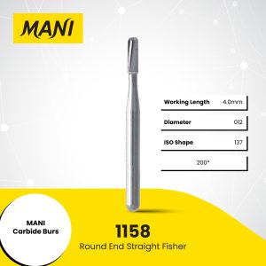 MANI CARBIDE BURS Round End Straight Fisher 1158